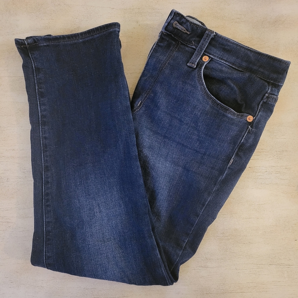 High Rise Slim Straight Medium Wash Jeans Short Length